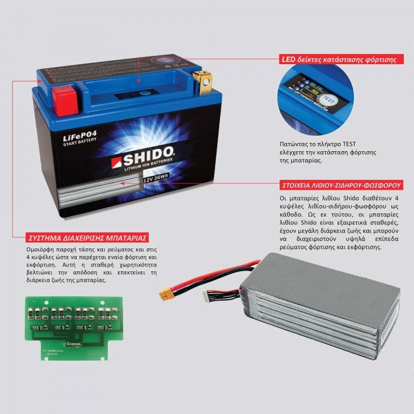  Μπαταρία Λιθίου SHIDO LTX9-BS LION -S- (YTX9-BS)