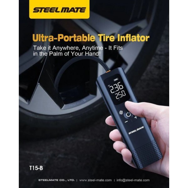 Mini Τρόμπα Αέρος Χεριού Steelmate T15B Με Φακό  