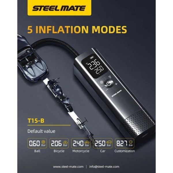 Mini Τρόμπα Αέρος Χεριού Steelmate T15B Με Φακό  